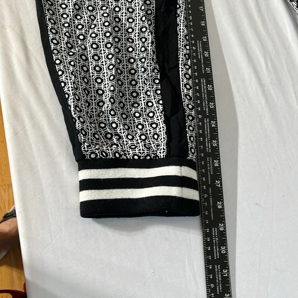 Vanilla Star size large Black & White print silky joggers black tux strip - Picture 7 of 14